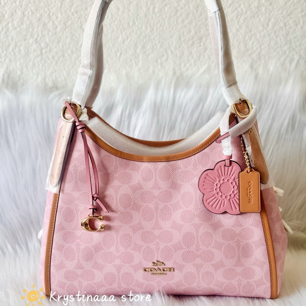 NWT COACH Erin Shoulder Bag In Signature Canvas With Charms CEL13 in powder pink